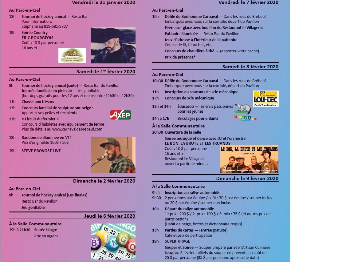 Le programme de 2020