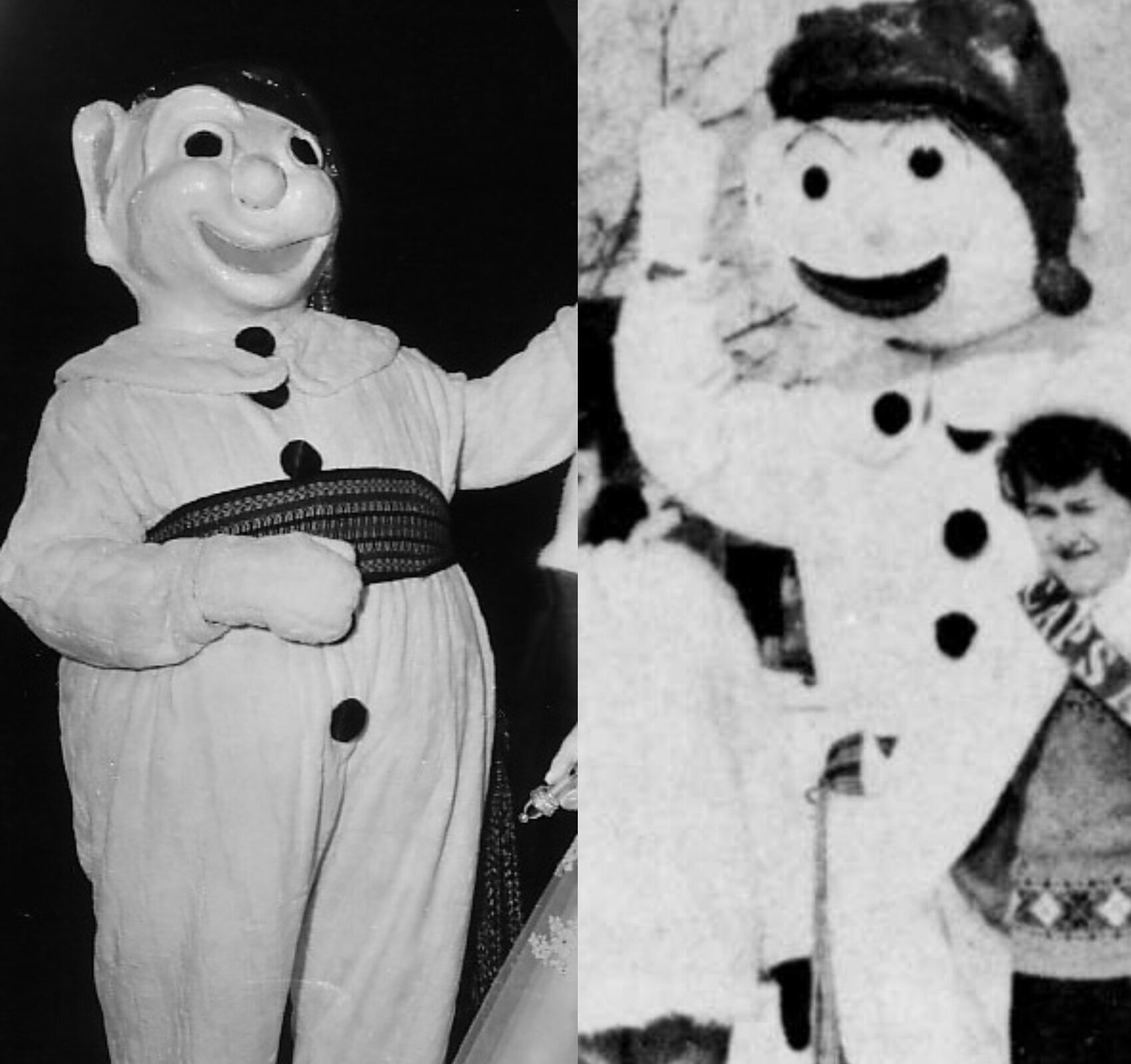 Bonhomme Carnaval en 1958 à gauche versus notre nouveau Bonhomme Festival