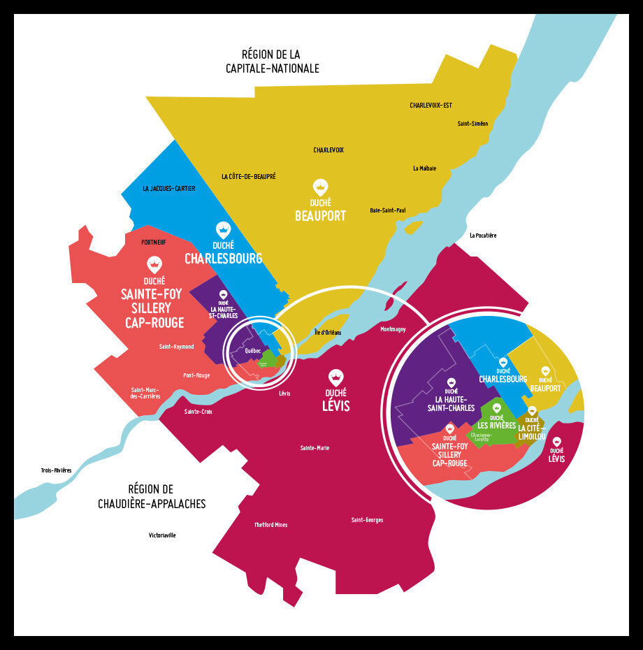 Les duchés en 2016. Source: Carnaval de Quebec