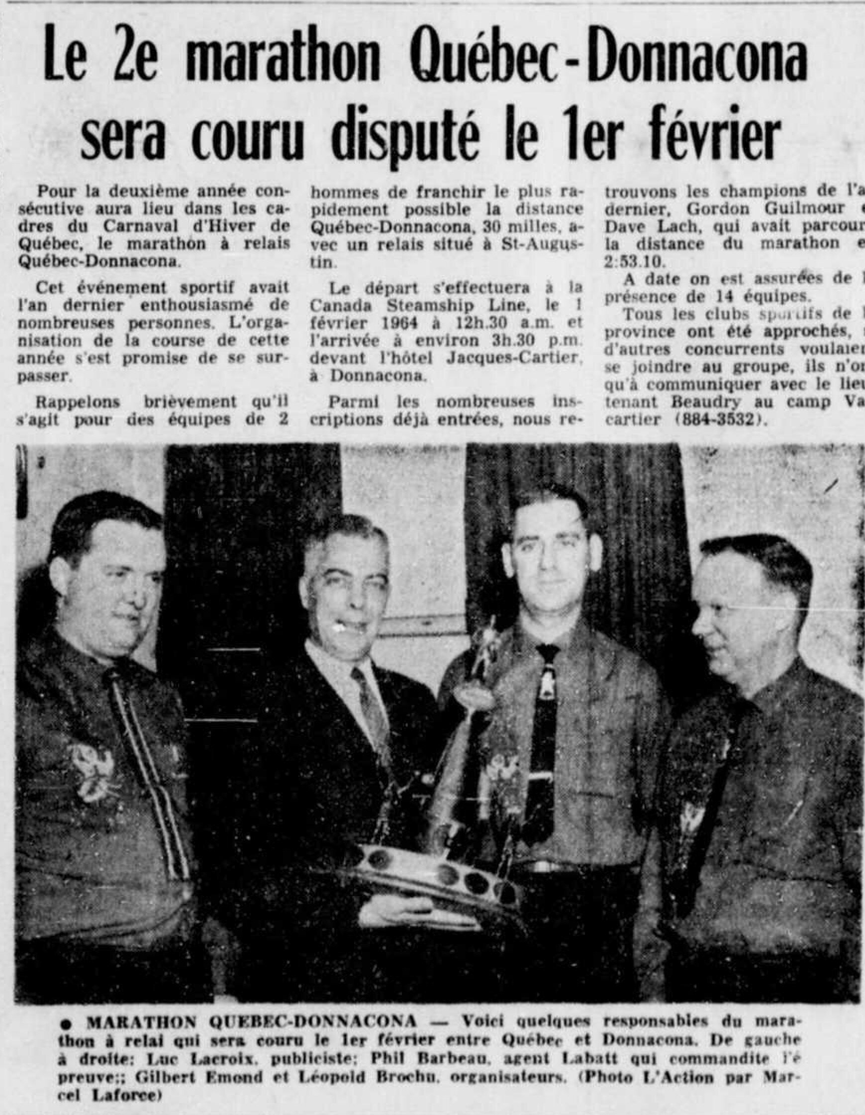 Le marathon en 1964. Source : L'Action quotidien catholique 