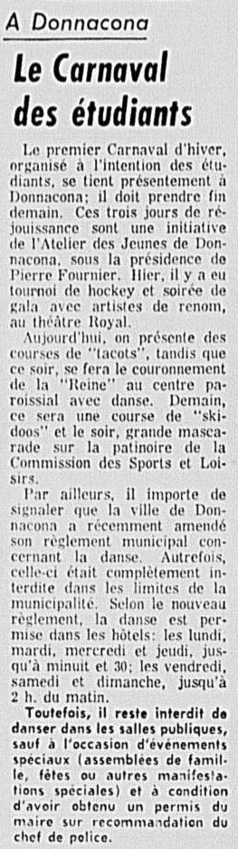 En 1964, la danse était encore illégale selon les endroits, circonstances et permissions. Source : La Presse 