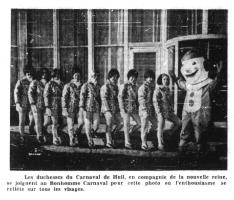 Bonhomme Hull en 1967 avec ses duchesses. Source: Le Droit, 27 janvier 1967