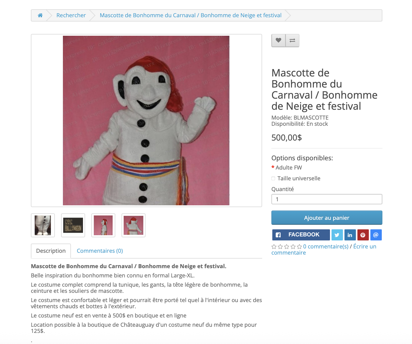 Mascotte à vendre ou à louer de l'entreprise SOS Halloween